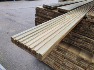 27x144mm (Nom 32x150) Treated Decking Sussex/Canterbury Grooved/Smooth